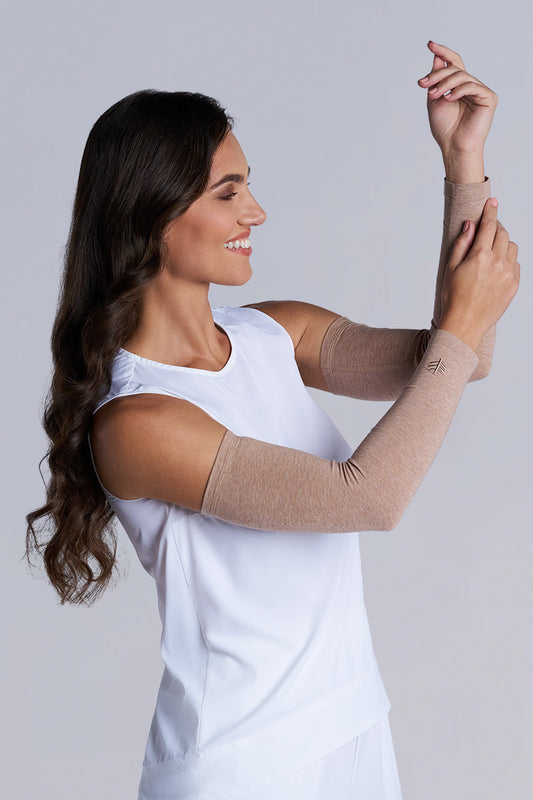 Navagio | Women's Arm Sleeves | Dark Taupe Heather